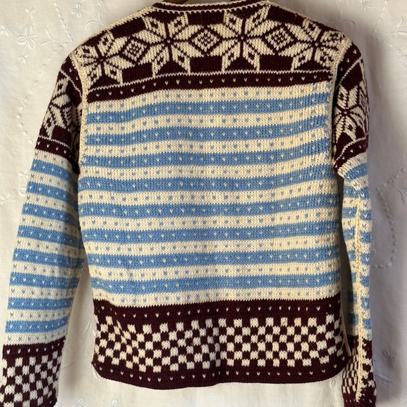 VINTAGE Handknit Wool Cardigan Nordic Pattern S/M - Picture 5 of 5
